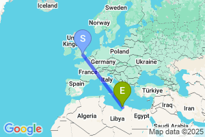 Map of the flight from London Luton to Benghazi