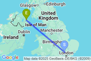 Map of the flight from London Luton to Belfast City