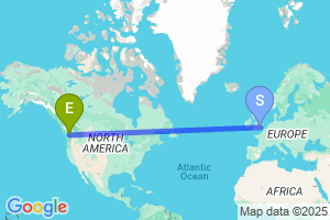 Map of the flight from London Luton to Bellingham