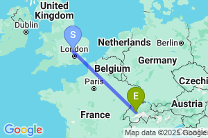 Map of the flight from London Luton to Bern