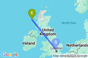 Map of the flight from London Luton to Barra