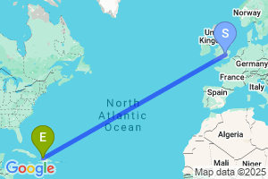 Map of the flight from London Luton to Cap Haitien