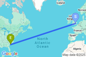 Map of the flight from London Luton to Charleston