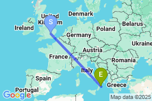Map of the flight from London Luton to Crotone