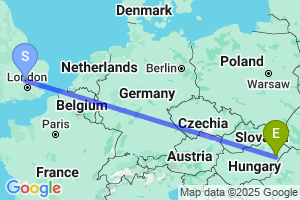 Map of the flight from London Luton to Debrecen