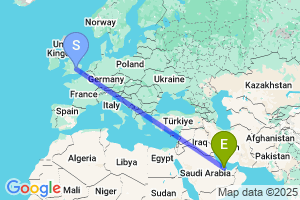 Map of the flight from London Luton to Doha