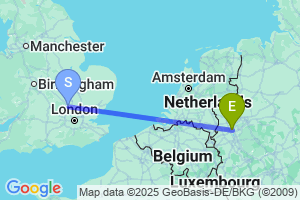 Map of the flight from London Luton to Dusseldorf
