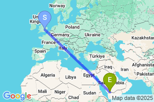 Map of the flight from London Luton to Nejran