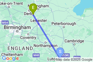 Map of the flight from London Luton to East Midlands