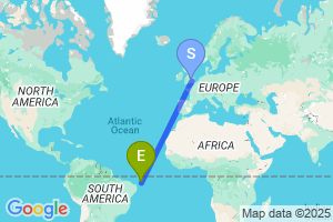 Map of the flight from London Luton to Fernando De Noronha