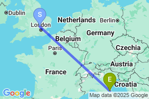 Map of the flight from London Luton to Forlì