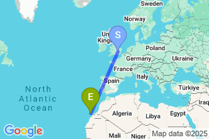 Map of the flight from London Luton to Fuerteventura