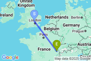 Map of the flight from London Luton to Geneva