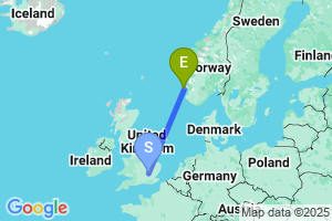 Map of the flight from London Luton to Haugesund