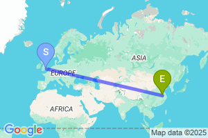 Map of the flight from London Luton to Hefei