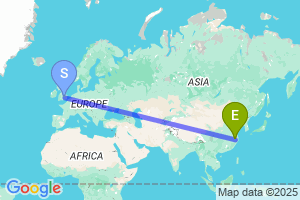 Map of the flight from London Luton to Hangzhou