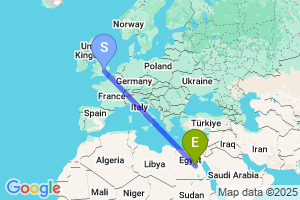 Map of the flight from London Luton to Sohag