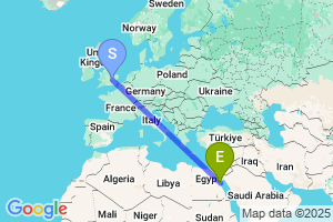 Map of the flight from London Luton to Hurghada