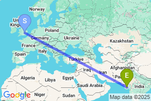 Map of the flight from London Luton to Hirasar