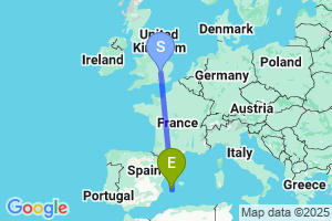 Map of the flight from London Luton to Ibiza