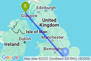 Map of the flight from London Luton to Barr