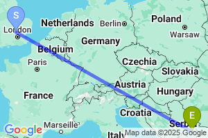 Map of the flight from London Luton to Nis