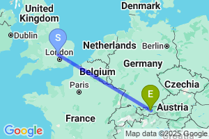 Map of the flight from London Luton to Innsbruck