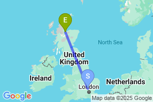 Map of the flight from London Luton to Inverness