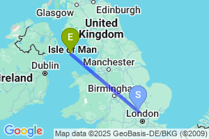 Map of the flight from London Luton to Castletown