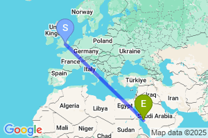 Map of the flight from London Luton to Jeddah