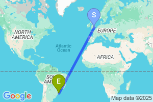 Map of the flight from London Luton to Humberto Bortoluzzi