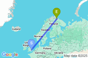 Map of the flight from London Luton to Kirkenes Høybuktmoen