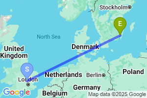 Map of the flight from London Luton to Kalmar