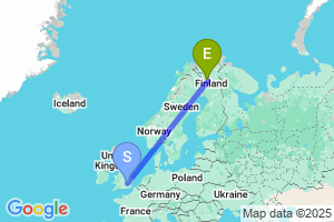 Map of the flight from London Luton to Kittilä