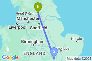 Map of the flight from London Luton to Leeds