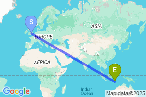 Map of the flight from London Luton to Komodo