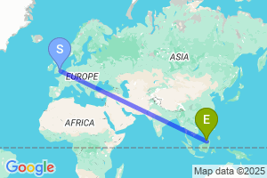 Map of the flight from London Luton to Labuan