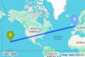 Map of the flight from London Luton to Kauai Island Lihue