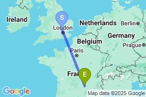 Map of the flight from London Luton to Le Puy Loudes