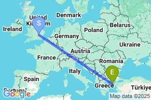 Map of the flight from London Luton to Lemnos