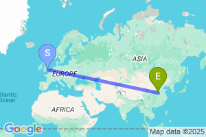 Map of the flight from London Luton to Luoyang