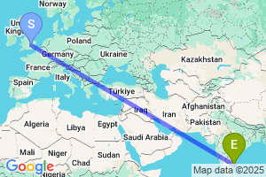 Map of the flight from London Luton to Chennai