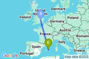 Map of the flight from London Luton to Menorca