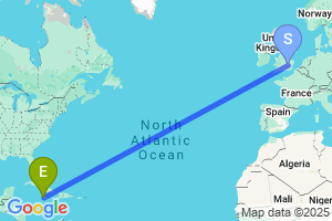 Map of the flight from London Luton to Montego Bay