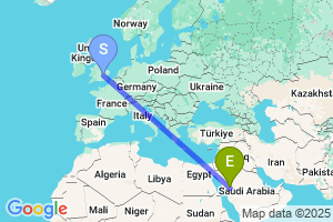 Map of the flight from London Luton to Madinah