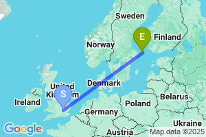 Map of the flight from London Luton to Mariehamn