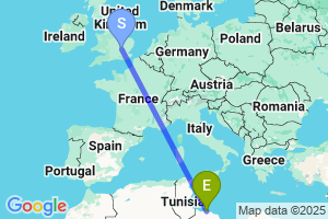 Map of the flight from London Luton to Mitiga