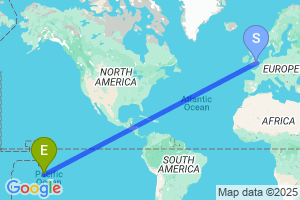 Map of the flight from London Luton to Moorea