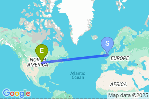 Map of the flight from London Luton to Minneapolis