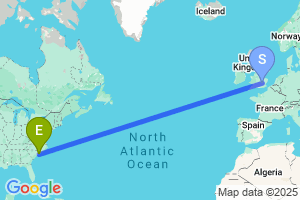 Map of the flight from London Luton to Myrtle Beach